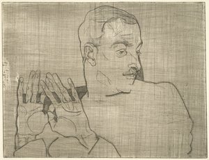 Portræt af Arthur Roessler, 1914 (tørpunkt) af Egon Schiele