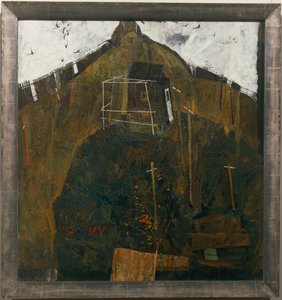 Rabenlandschaft, - Landskab med ravne ... (olie på lærred) af Egon Schiele