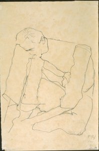 Siddende mand (verso) af Egon Schiele