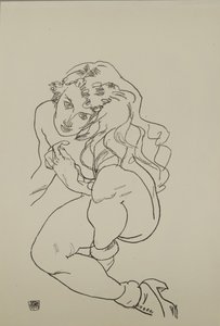 Siddende nøgen, 1917