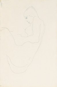Siddende nøgen, 1912 af Egon Schiele
