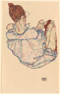 Siddende kvinde, set bagfra af Egon Schiele