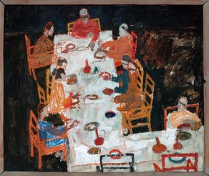 Skitse til et gruppeportræt (olie  gouache) af Egon Schiele