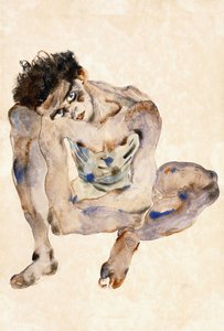 Squatting af Egon Schiele