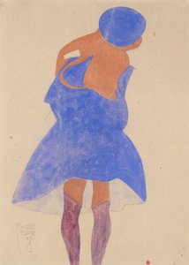 Stående pige, set bagfra, 1908. af Egon Schiele