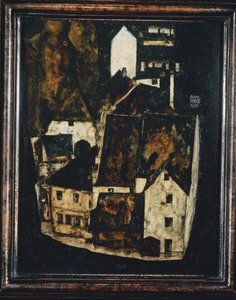Tote Stadt III - Dead town III ... (olie og akvarel på træ) af Egon Schiele