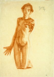 Ung mand knælende, 1908 af Egon Schiele