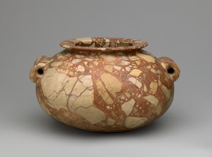 Krukke med rørformede håndtag, ca. 3600-3000 f.Kr. (breccia) af Egyptian