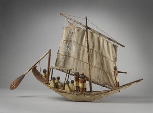 Model begravelsesbåd, fra Beni Hasan, sandsynligvis Middle Kingdom, ca. 2060-1786 (blandet medier) (se også 419821)