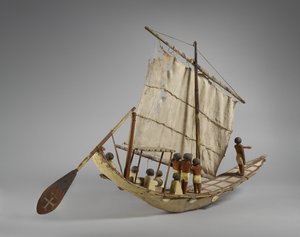Model begravelsesbåd, fra Beni Hasan, sandsynligvis Middle Kingdom, ca. 2060-1786 (blandet medier) (se også 107032)
