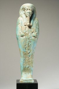 Ushabti-figur til Hor-Khebi, sen dynastisk periode, slutningen af det 25. - begyndelsen af det 26. dynasti, ca. 700-600 f.Kr. (fajance) (se 270353 for bagsiden)