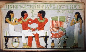 Debu Sobek og hans familie, Vægmaleri fra Abydos, Egypten. Egyptisk civilisation, Mellemriget, Dynasti XII
