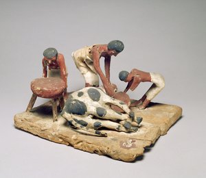 Model af slagtere på arbejde, fra Khetys grav, Beni Hasan, Mellemriget, ca. 1985-1900 f.Kr. (malet træ)