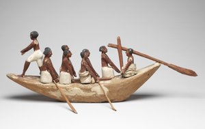 Model sejlbåd fra Tomb of Khety (Beni Hasan) Middle Kingdom, ca. 2010 B.C. - 1950 f.Kr. (malet træ og linned)