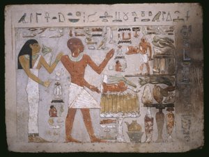 Vægfragment fra graven af Amenemhet og hans kone Hemet, Mellemriget af Egyptian 12th Dynasty
