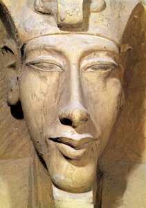 Buste af Amenophis IV (Akhenaten) (ca. 1364-1347 f.Kr.) fra Amun-templet, Karnak, ca. 1353-1337 f.Kr. (sandsten) (detaljer)