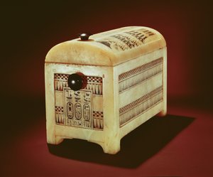 Kist, fra Tutankhamons grav, New Kingdom (malet alabast)