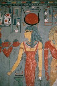 Egypten, Det gamle Theben, Luxor, Kongernes Dal, Horemhebs grav, Vægmaleri af gudinden Isis, Det nye rige, XVIII. dynasti af Egyptian 18th Dynasty