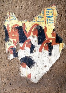 Ægyptisk antikvitet: fresko af graven til maleren Maia, en gruppe grædende. 18. dynasti. Fra kapellet i Maia, Deir el-Medineh (el Medineh), New Empire Dim. 67 cm Torino, Egyptisk Museum af Egyptian 18th Dynasty