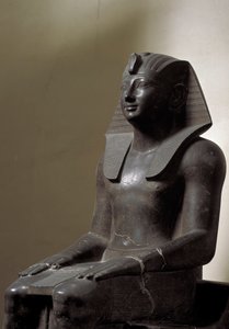 Egyptisk antikvitet: skulptur af basanit, der repræsenterer herskeren Thutmosis (Tutmosis eller Thutmus) III (1479-1425 f.Kr.), egyptisk farao. Svag. 192 cm. 18. dynasti. Torino, egyptisk museum af Egyptian 18th Dynasty
