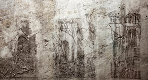 Egyptisk antikvitet: ufærdige tegninger, der dekorerer Vizir Ramoses grav (18. dynasti). Luxor, Vestbredden, Ægyptens grav af Egyptian 18th Dynasty