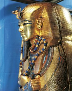 Egyptisk civilisation, Tutankhamens sarkofag, dekoreret i guld og halvædelsten af Egyptian 18th Dynasty