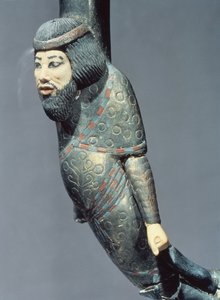 Figur af en syrer fra enden af en ceremoniel stok, fra Tutankhamons grav (ca. 1370-52 f.Kr.) New Kingdom (træ og elfenben) (se også 149407)