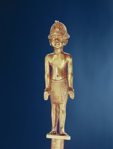 Figur af kongen, fra Tutankhamons grav (ca. 1370-1352 f.Kr.) Nyt Rige (guld)