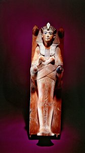 Billede af kongen på hans begravelsesseng, fra Tutankhamons grav (ca. 1370-52 f.Kr.) New Kingdom (træ) (se også 149292)