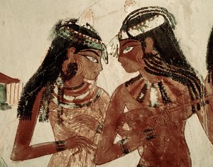 Musikere ved en banket (vægmaleri) af Egyptian 18th Dynasty