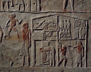 Pavillon for højtstående officer eller øverstbefalende, Relief, Horemhebs grav, Saqqara, Egyptisk civilisation, Det Nye Rige, Dynasti XVIII af Egyptian 18th Dynasty