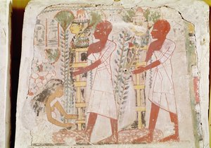 Forberedelse af to mumier til rensningsceremonien fra Merymaats grav, New Kingdom (vægmaleri)