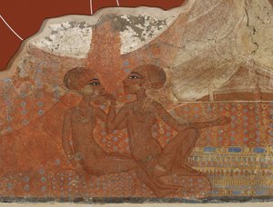 Prinsesser fresco, egyptisk, New Kingdom, 18. dynasti, ca. 1555-1337 f.Kr. (vægmaleri)
