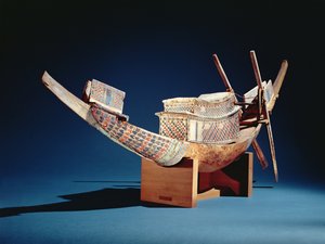 Reduceret model af en båd fra Tutankhamons grav, New Kingdom, ca. 1347-37 f.Kr. (træ)