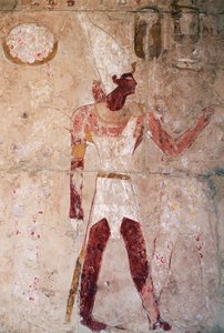 Relief af Thutmose III med krone fra Nedre Egypten, dronning Hatshepsuts gravtempel, Deir el-Bahri, thebansk nekropol (UNESCO