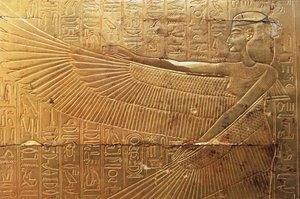 Relief fra det bageste udvendige panel i det andet gravkapel, Tutankhamons skatte, Egypten, Egyptisk civilisation, Det Nye Rige, XVIII. dynasti af Egyptian 18th Dynasty