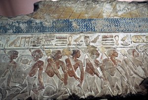 Relief af militærparade af Egyptian 18th Dynasty