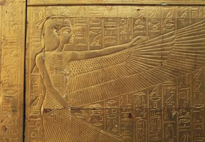 Relief på bagsiden af det ydre panel i det andet begravelseskapel, Tutankhamons skatkammer, Egypten, Egyptisk civilisation, Det Nye Rige, XVIII. dynasti af Egyptian 18th Dynasty