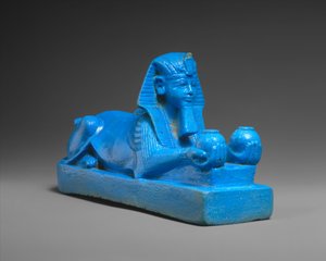 Sphinx of Amenhotep III, muligvis fra en model af et tempel, ca. 1390-1352 f.Kr. (fajance med travertinrester)