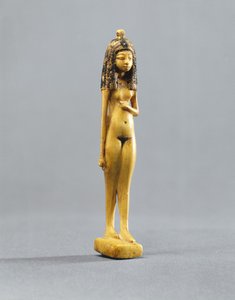 Statuette af en nøgen pige, New Kingdom, ca. 1390-1353 f.Kr. (malet elfenben)