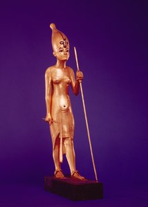 Statuette af kongen, fra Tutankhamons grav (ca. 1370-1352 f.Kr.) New Kingdom (forgyldt træ)