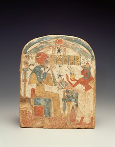 Stelae, der forestiller den afdøde før Horus, fra Luxor, New Kingdom (malet træ)