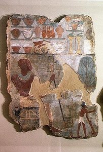 Skriveren Unsou fører tilsyn med arbejderne på markerne, fra Unsous grav, East Theben, New Kingdom (vægmaleri)