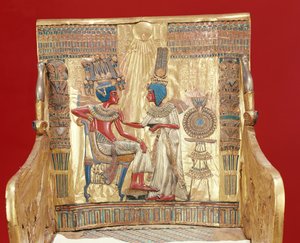 Trone, fra Tutankhamons grav (ca. 1370-1352 f.Kr.) Nyt Rige (guld)