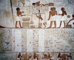 Vejer guld og sølv, detaljer fra fresker i Rekhmires grav, Sheikh Abd el Qurnah Necropolis, Luxor, Theben (Unescos verdensarvsliste af Egyptian 18th Dynasty