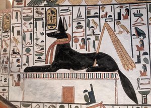 Anubis Tomb Nefertari (vægmaleri) af Egyptian 19th Dynasty