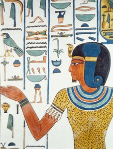 Søjle med Hornedjitef, detalje af freskoerne i Nefertaris gravkammer, Queens Valley, Luxor, Theben (Unescos verdensarvsliste af Egyptian 19th Dynasty