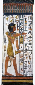 Egypten, Theben, Luxor, Dronningernes dal, Nefertaris grav, vægmaleri af guden Horus i gravkammeret fra det 19. dynasti af Egyptian 19th Dynasty