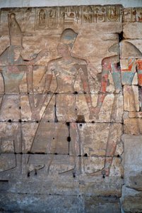 Egyptisk antikvitet: detalje af de lave relieffer af Sethi I-templet i Abydos af Egyptian 19th Dynasty