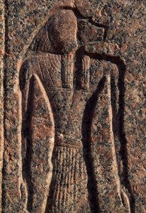 Inskription og relief af Anubis og en anden gud, Amenhoteps sarkofag, Memphis (Unescos verdensarvsliste) af Egyptian 19th Dynasty